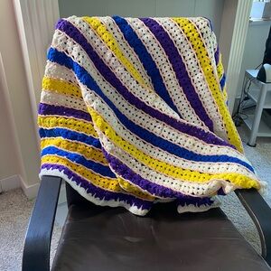 Handmade Multicolored Crocheted Afghan Throw 64” x 43”